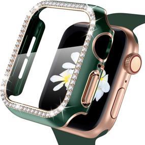 img 4 attached to Чехол ZAROTO для Apple Watch SE, полностью покрывающийся жесткий чехол из ПК с защитным стеклом для экрана для iWatch 38 мм, общая защита для Apple Watch Series 3 2/1 в темно-зеленом цвете