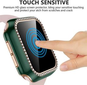 img 1 attached to Чехол ZAROTO для Apple Watch SE, полностью покрывающийся жесткий чехол из ПК с защитным стеклом для экрана для iWatch 38 мм, общая защита для Apple Watch Series 3 2/1 в темно-зеленом цвете