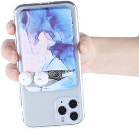 img 2 attached to 📱 Convenient 2Pack Adhesive Phone Pocket with Double Secure Feature – Stick On Card Wallet for iPhone, Android & All Smartphones (Watercolor Marble Blue)