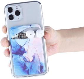 img 3 attached to 📱 Convenient 2Pack Adhesive Phone Pocket with Double Secure Feature – Stick On Card Wallet for iPhone, Android & All Smartphones (Watercolor Marble Blue)