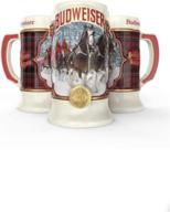 budweiser plaid holiday christmas stein logo