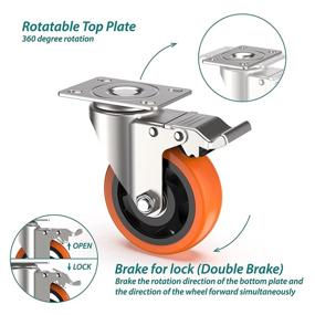 img 1 attached to 🔶 High Capacity 4 inch Swivel Caster Wheels with Safety Total Lock - 360 Degree Heavy Duty Plate Casters (Pack of 4, Orange)