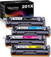 🖨️ valuecolor 4 pack toner cartridge replacement for hp 201x 201a cf400x cf401x cf402x cf403x cf400a: compatible with color pro mfp m277dw mfp m277c6 m277n m252n m252dw printer logo