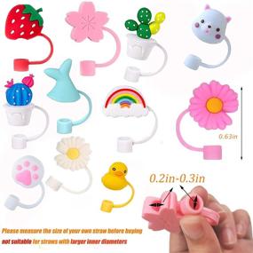 img 1 attached to 10 Pack Cute Silicone Reusable Straw Tip Covers - Dust-Proof Plugs for 1/4inch (6-8mm) Straws - Decorative Outdoor Accessories