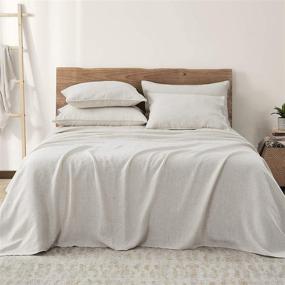 img 4 attached to 🛏️ Umchord French Linen Bed Sheets - Queen Size 4 Piece Stone Washed Linen Sheet Set - Moisture Wicking Cooling Sheets for Hot Sleepers (90” x102”) - Flaxen