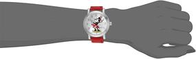 img 3 attached to 🎀 Женские наручные часы Disney Minnie Mouse с красным кожаным ремешком - W002760