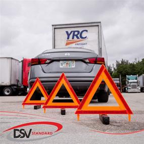 img 1 attached to DSV Standard Warning Triangles: DOT Approved Safety Triangles (3 Pack) with Reflective Design and Sturdy Base - Includes Carrying Case