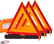 dsv standard warning triangles: dot approved safety triangles (3 pack) with reflective design and sturdy base - includes carrying case logo
