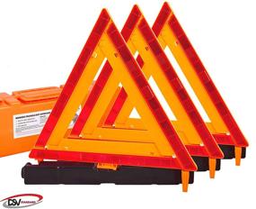 img 4 attached to DSV Standard Warning Triangles: DOT Approved Safety Triangles (3 Pack) with Reflective Design and Sturdy Base - Includes Carrying Case