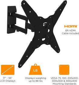 img 4 attached to 📺 Ematic Full Motion Articulating Wall Mount Kit for TVs ranging from 17 to 55 inches, includes a 6-Foot HDMI Cable