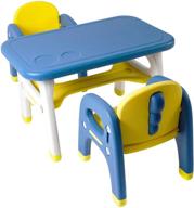 🎨 tinygeeks kids table and chairs set: safe, durable, and ideal for drawing, painting, arts and crafts - blue & yellow logo