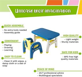 img 3 attached to 🎨 TinyGeeks Kids Table and Chairs Set: Safe, Durable, and Ideal for Drawing, Painting, Arts and Crafts - Blue & Yellow