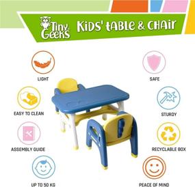 img 1 attached to 🎨 TinyGeeks Kids Table and Chairs Set: Safe, Durable, and Ideal for Drawing, Painting, Arts and Crafts - Blue & Yellow