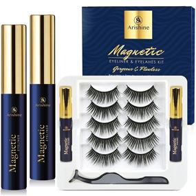 img 4 attached to 👁️ Arishine Magnetic Eyelashes with Eyeliner - Luxury Multi-layered Effect, Natural Look Faux Mink Lashes for Girls - 5 Pairs