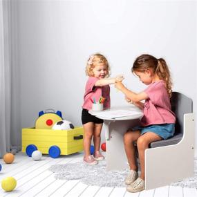img 2 attached to 🪑 Milliard Chair Desk: Stylish Grey Children Activity Playset with Storage Bin - Perfect Furniture for Kids