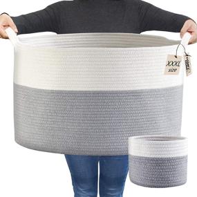 img 4 attached to 🧺 COMFY-HOMI XXXL Extra Large Woven Rope Basket: Ideal Laundry Hamper & Storage Organizer for Living Room, Baby Nursery, and Blankets