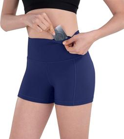 img 2 attached to espidoo Yoga Shorts for Women: High Waist Tummy Control Biker Short Pants - Perfect for Workout, Hiking, Running, Cycling