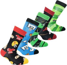 img 4 attached to 🧦 Fun Cool Cotton Colorful Dress Crew Socks Gift Box - Socks n Socks-Kids 5-pair