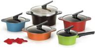 🍳 набор кастрюль happycall hard anodized ceramic nonstick на 13 предметов - безопасность в духовке, для посудомоечной машины, пароварка, силиконовые держатели для кастрюль - разные цвета логотип