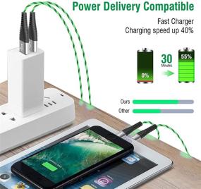 img 2 attached to 🔌PatDow длинный кабель зарядки для iPhone, 3FT MFi сертифицированный светодиодный кабель для Apple iPhone 12/12 Pro/12 Pro Max/11/11 Pro/SE 2020/Xr/Xs Max/X/8 Plus/8/7 Plus/7/iPad Pro mini (3 фута, зеленый)