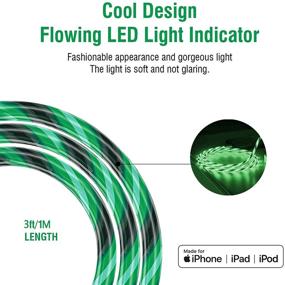 img 1 attached to 🔌PatDow длинный кабель зарядки для iPhone, 3FT MFi сертифицированный светодиодный кабель для Apple iPhone 12/12 Pro/12 Pro Max/11/11 Pro/SE 2020/Xr/Xs Max/X/8 Plus/8/7 Plus/7/iPad Pro mini (3 фута, зеленый)