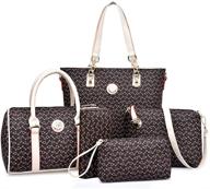 6-piece women's handbag set: tote, shoulder, crossbody, clutch, top handle, satchel purse logo