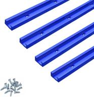 🔧 24-inch t-tracks for woodworking, set of 4 pre-drilled universal t-track, solid and long-lasting aluminum t-track kit with fine sandblast blue anodization, includes 7 x 5/8-inch flat head screws logo