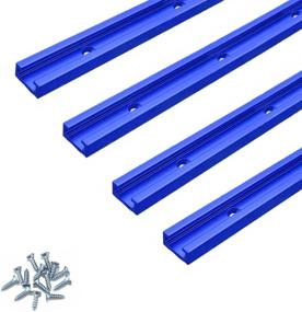 img 4 attached to 🔧 24-inch T-Tracks for Woodworking, Set of 4 Pre-drilled Universal T-Track, Solid and Long-lasting Aluminum T-Track Kit with Fine Sandblast Blue Anodization, Includes 7 x 5/8-inch Flat Head Screws