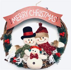 img 3 attached to Nature's Nectar Merry Christmas Wreath - Festive Home Kitchen Wall Hanging with Snowman, Santa, Doll, & Pine Leaves Decorative Ornament - Party Décor Door Hanger Artificial Fall for All Season