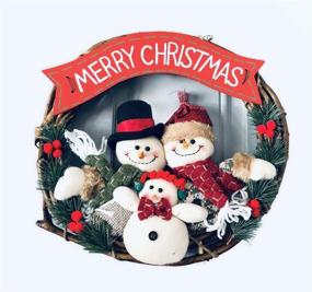 img 4 attached to Nature's Nectar Merry Christmas Wreath - Festive Home Kitchen Wall Hanging with Snowman, Santa, Doll, & Pine Leaves Decorative Ornament - Party Décor Door Hanger Artificial Fall for All Season