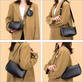 img 3 attached to 👜 Trendy Herald Small Crossbody Bag for Women: Stylish Multi-Pocket Faux Leather Handbag with Coin Purse and Chain Strap