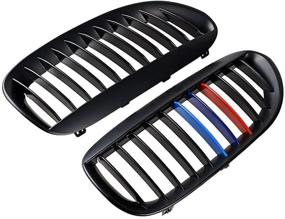 img 1 attached to Matte Black M-Color LH RH Front Kidney Grille Compatible With 2004-2010 E63 E64 6-Series 650I 650Ci 645Ci 2-Door