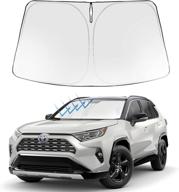 🌞 противо-солнечный экран спереди на заказ, складной, custom fit, для toyota rav4 2022 2021 2020 2019, внедорожник кроссовер, le xle premium limited xse hybrid adventure accessories - 2021 улучшение. логотип