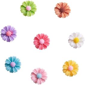 img 2 attached to 🌼 Airssory 80 Pcs 8-Colors Daisy Flower Shape Resin Slime Charms Beads Buttons Flatback Cabochons - DIY Hair Ornament Scrapbooking Accessories