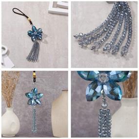 img 1 attached to 🚗 Enhance Your Car's Elegance with ATMOMO Crystal Flower Rear View Mirror Pendant - Blue Lucky Car Charm