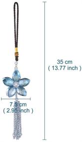 img 3 attached to 🚗 Enhance Your Car's Elegance with ATMOMO Crystal Flower Rear View Mirror Pendant - Blue Lucky Car Charm