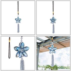 img 2 attached to 🚗 Enhance Your Car's Elegance with ATMOMO Crystal Flower Rear View Mirror Pendant - Blue Lucky Car Charm