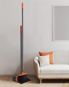 img 3 attached to 🧹 SANGFOR Home Broom and Dustpan Combo Set - Long Handle Broom with Upright Standing Dustpan, Ideal for Kitchen, Office, Lobby, and Floor Use - Orange