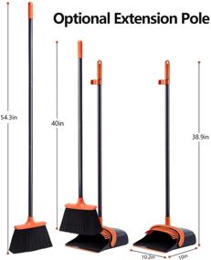 img 1 attached to 🧹 SANGFOR Home Broom and Dustpan Combo Set - Long Handle Broom with Upright Standing Dustpan, Ideal for Kitchen, Office, Lobby, and Floor Use - Orange