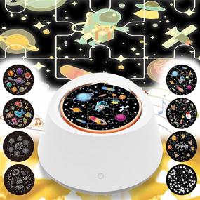 img 4 attached to Kids Room Night Lights with Rotating Projector, Bluetooth Music Speaker, 6 Lighting Modes, Ideal for Birthdays, Christmas, Parties Decoration - Includes 8 Sets of Film