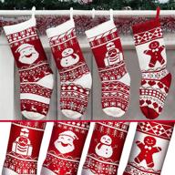 🎄 set of 4 - 18" knit christmas stockings, extra large xmas stockings for decoration - santa, snowman, reindeer, tree gingerbread, soldier xmas characters - family holiday ornament for christmas tree, fireplace (4 styles) logo