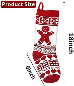 img 3 attached to 🎄 Set of 4 - 18" Knit Christmas Stockings, Extra Large Xmas Stockings for Decoration - Santa, Snowman, Reindeer, Tree Gingerbread, Soldier Xmas Characters - Family Holiday Ornament for Christmas Tree, Fireplace (4 Styles)