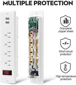 img 2 attached to 💡 Встроенная розетка с USB-гнездами и удлинитель розетки с множественной защитой - 4 розетки, 2 USB-порта - идеально подходит для конференц-столов и верстаков.