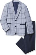 isaac mizrahi boys' slim fit contrast 👔 suit in wales check print - 2-piece set logo