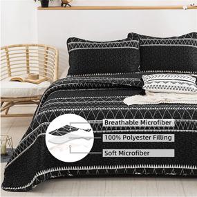 img 2 attached to 🛏️ Bohemian Reversible Triangle King Quilt Set - Microfiber Bedspread with 2 Pillowcases - All Season 3-Piece Coverlet Set (King Size)
