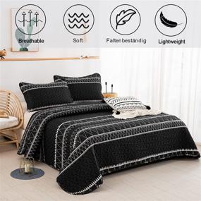img 1 attached to 🛏️ Bohemian Reversible Triangle King Quilt Set - Microfiber Bedspread with 2 Pillowcases - All Season 3-Piece Coverlet Set (King Size)
