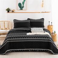 🛏️ bohemian reversible triangle king quilt set - microfiber bedspread with 2 pillowcases - all season 3-piece coverlet set (king size) logo