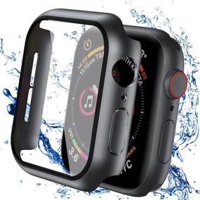 img 4 attached to Улыбающийся чехол для Apple Watch Series 6/SE/5/4 40 мм - Защитное стекло для экрана, водонепроницаемый жёсткий чехол из ПК - Против пота/запотевания - Черный