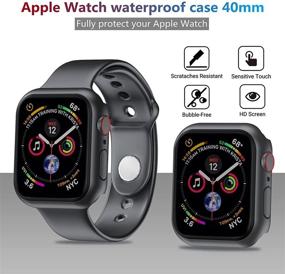 img 3 attached to Улыбающийся чехол для Apple Watch Series 6/SE/5/4 40 мм - Защитное стекло для экрана, водонепроницаемый жёсткий чехол из ПК - Против пота/запотевания - Черный