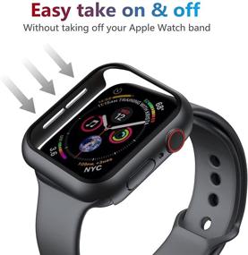 img 2 attached to Улыбающийся чехол для Apple Watch Series 6/SE/5/4 40 мм - Защитное стекло для экрана, водонепроницаемый жёсткий чехол из ПК - Против пота/запотевания - Черный